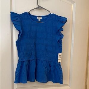On 34 - Macy Blue Ruffled Women's Top